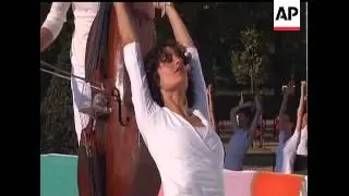 Around two thousand people took part in France's biggest ever yoga session on Sunday, under sunny Pa