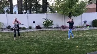 Hula Hooping and Catching at the Same Time!