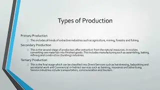 Types of Production: CXC Principles of Business