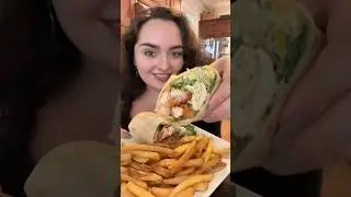 chicken caesar salad wrap & fries 🌯 #eatingshow #mukbang #eating