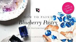 How to Paint Blueberry Pastry in Watercolour - Hello Clarice Tutorials