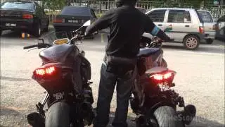 Kawasaki Z1000 Yoshimura R77 carbon fiber VS Akrapovic titanium with Custom LED preview