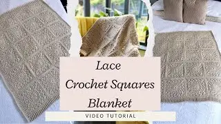 Modern Lace Crochet Squares Blanket - Circle Of Friends