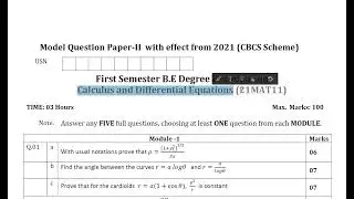 Discussion on Calculus and Differential Equations Model Question Paper 2 | Subject code 21MAT11