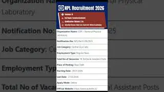 NPL Recruitment 2026 🔥 18 Technical Assistant Jobs | Diploma/BSc | Apply Now #NPLJobs #GovtJobs