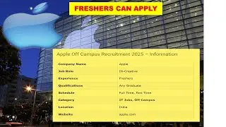 Apple Off Campus Recruitment 2025 (Freshers) | IN‑Creative Role for Any Graduate &ndash; Apply Now
