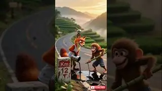 Part-1 The evil fox and monkey hurt Oyen's😿😭#catcute #funnypetvideos #animalsfunny #feedshorts