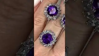 Telegram +79038171153 💎Набор Аметист, танзаниты Размер 17 поверхность 18 мм Цена 17800 ₽