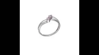 14k White Gold Created Pink Sapphire and Real Diamond 2-stone Ring