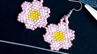 Tutorial de aretes de flor, puntada ladrillo. 