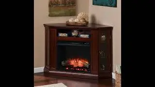 Southern Enterprises Claremont Cherry Electric Touch Screen Fireplace with Storage - The Classy Home