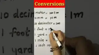 Unit Conversion(Part-1) /Math short video/Basics /(foot, c.m, yard, mile, mm, km, liter) #shorts