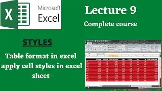 how we can apply different easy farmulas & styles on table  in excel || hindi/urdu