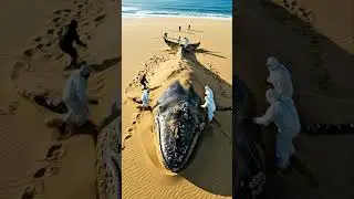 Heartbreaking Moment Giant Whale Stranded On Beach 🐋#whale #sad #shorts