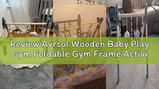 Review Avrsol Wooden Baby Play Gym Foldable Gym Frame Activity Gym Hanging Bar with 5 Toys Natural f