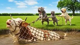 Epic Farm Rescue: Dogs Pull Cow Out of the Mud Pit! 🐕🔥