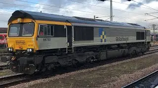 66793 GBRF pass through Doncaster railway station