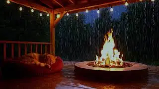 Warm Fireplace 🔥 Rain Sounds 🌧️ & Calm Cat Purring 🐱 | Relax & Sleep Fast (8 Hours)