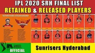 IPL 2020 - Sunrisers Hyderabad(SRH) FINAL LIST of ALL RELEASED & RETAINED PLAYERS NAME ANNOUNCED