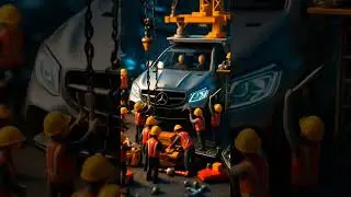 Miniature workers assembling the Mercedes Benz😍 #car #miniature #miniatureworkers #minitures #benz
