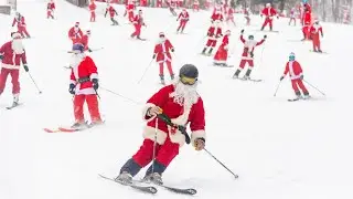 Hundreds of Santas hit the slopes at Sunday River for good cause