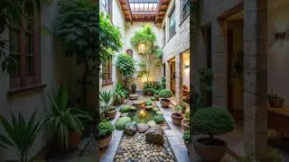 indoor courtyard with zen garden inspired design #Courtyard #architecture #courtyardhouse