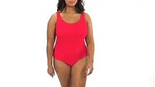 Penbrooke Krinkle Plus Size Rose X Back One Piece | SwimOutlet.com