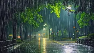 Rain Sounds for Sleeping &ndash; Peaceful Night Rain on a Quiet City Street