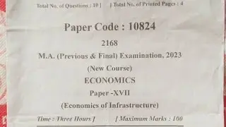 M. A. ECONOMICS/ Optional Paper/ Economics of Infrastructure/ Question Paper 2023