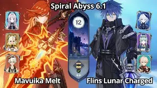 C0 Mavuika Melt & C0 Flins Lunar Charged - Spiral Abyss Floor 12 Genshin Impact 6.1