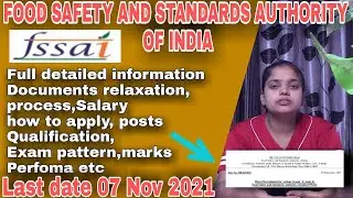 FSSAI Central Food Safety Officer & Technical Officer Recruitment 2021|FSSAI Recruitment 2021| #jobs