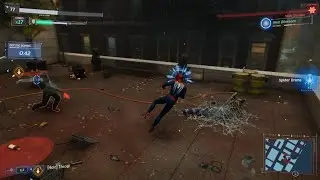 Spiderman throws a guy with a bomb then makes a joke