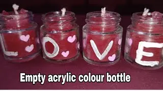 Empty acrylic colour bottle diy candle #craft #diy #wasteideas #bestoutofwastecraftidea 