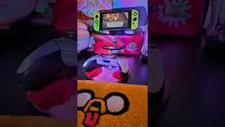 jake keyboard mat for my arms and a kirby mug rug for my hands & controller! 😁 #punchneedle #art