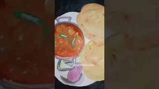 Aao Chole Bhature khaye &hearts;️&hearts;️🥰🥰 #cholebhaturae #chole #foodpainting #painting #realisticdrawing