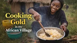 Cooking gold in my African village rice mixed with potatoes enjoying a peaceful moment 