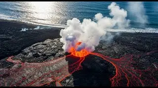 Heat Surge Impact: Lava Sparks a Violent Ocean Reaction! 🌋🌊⚡