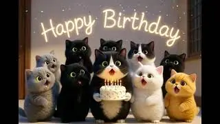Cat Band singing birthday songs Happy birthday animation card lovely for you HDB cat back