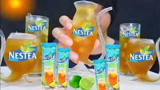 ASMR | DRINK COOL LEMON TEA (NESTEA) WITH ICE , MUKBANG DRINK  .  NO TALKING