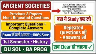 ANCIENT SOCIETIES Important Questions Answers 1st Semester History Question Paper SOL REGULAR