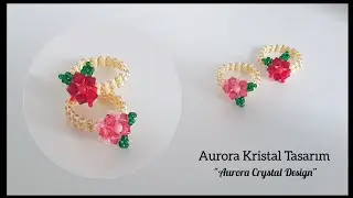 Elegant crystal rose ring making. How to make beaded ring. Beaded jewelry beading tutorial.