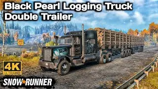 Black Pearl Logging Truck Double Trailer In SnowRunner Season 15 #snowrunner #offroad #truck