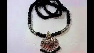 How To Make Designer German Silver Necklace //Easy Necklace Making Tutorial//Jewellery Making Idea