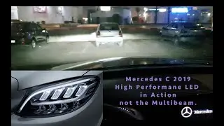 Mercedes C 2019 high performance led in action not multibeam, very first footage on youtube.