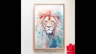 Christian Gift for Pastor Jesus Lion of Judah Cross Poster Church Art Lion Cross Poster Jesus Wall