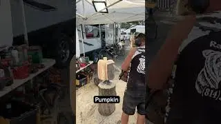 How to carve a pumpkin 2024 #chainsawman #woodworking #pumkin #chainsaw