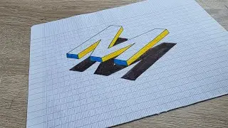 How to draw 3D letter M#3d #drawing 