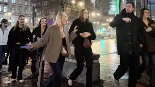 Long nightlife walk Stockholm City Centre Winter Walk ❄️🇸🇪 4K Snowy Streets & Nordic Atmosphere