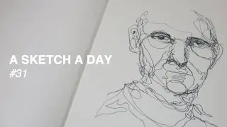 Continuous line drawing of a man #31