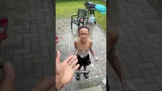 Dad catches son taking a shower in the rain #shorts